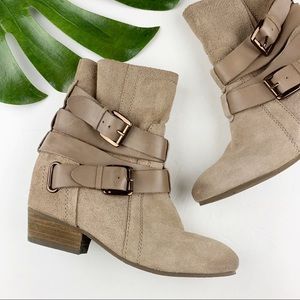 Naya Fisher Hidden Wedge Heel Ankle Boots Suede Straps 8.5